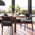 船レッタンの木製の家具のwickerバックソフトクッションウッドキッチンダイニングレストランチェア